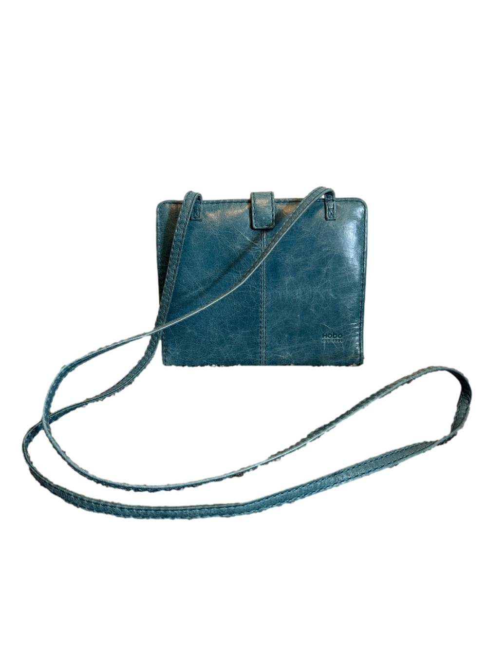 NWOT Vintage Hobo International Teal Leather Crossbody Wallet Purse